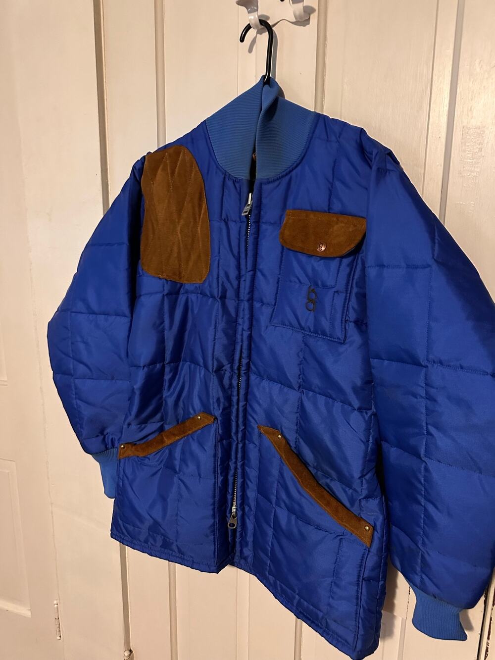 vTG Bob Allen Sportswear Blue Quilted Jacket Suede Patch Gorpcore - Women’s M